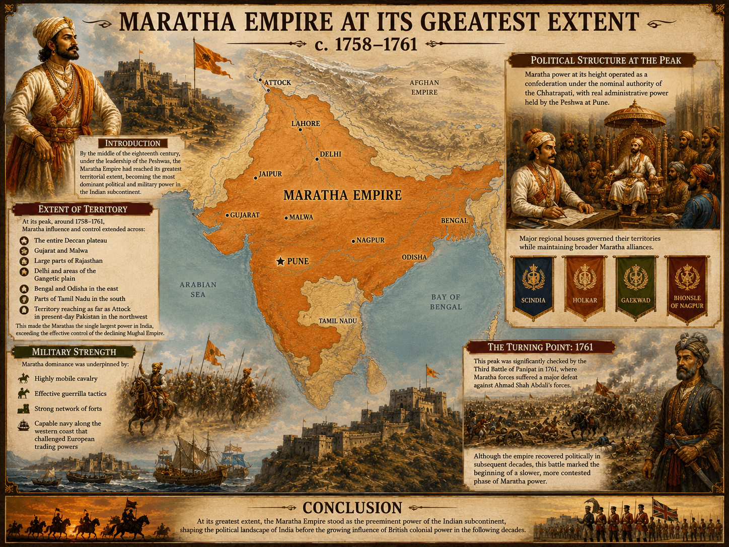 The Maratha Empire at Its Greatest Extent: Peak Power in the 18th Century