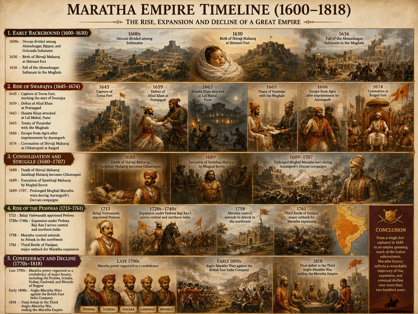 Timeline of Maratha History: Key Events from 1600 to 1818